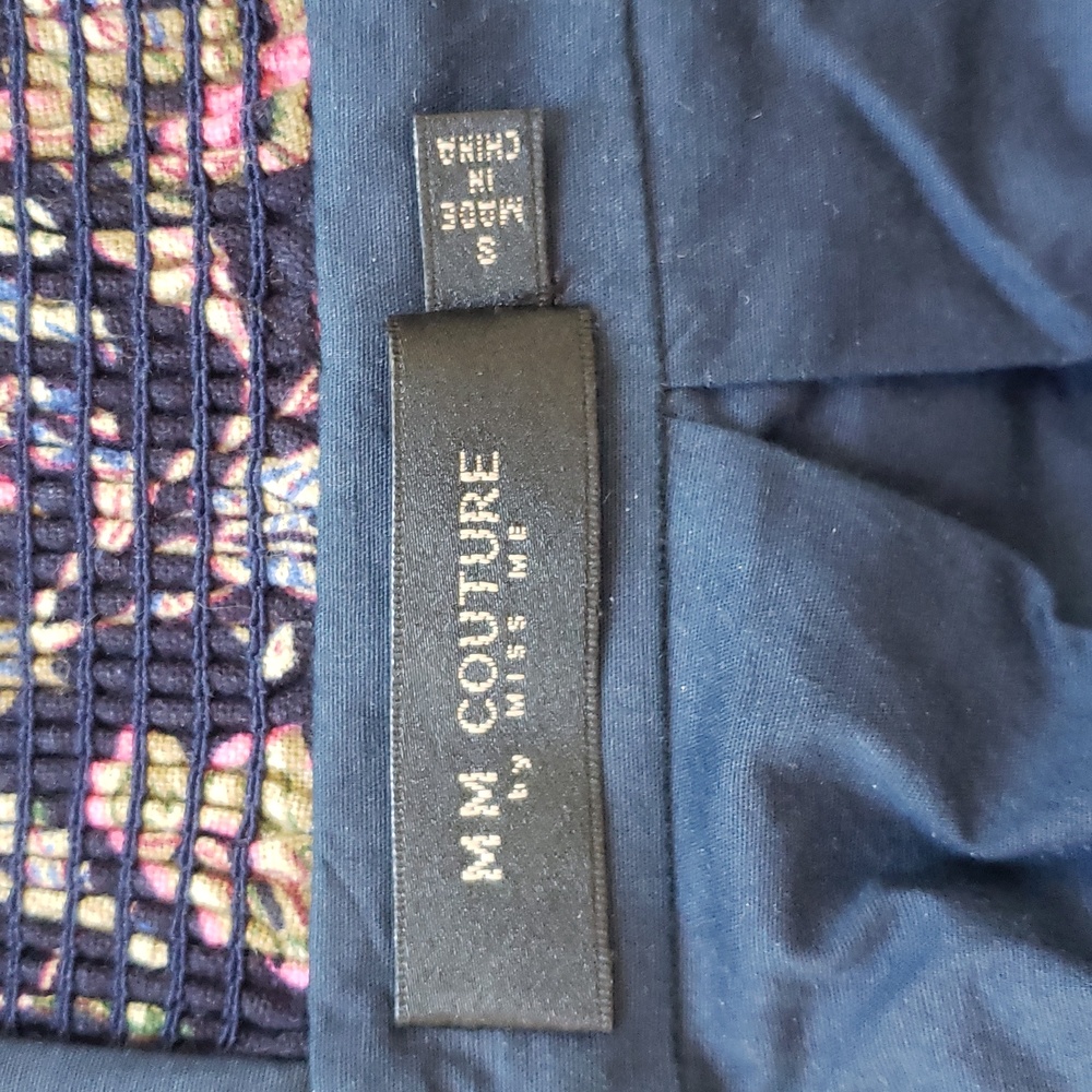 MM COUTURE by MISS ME Navy Strapless Dress Cotton Pink Floral Rosette SMALL - Picture 10 of 11